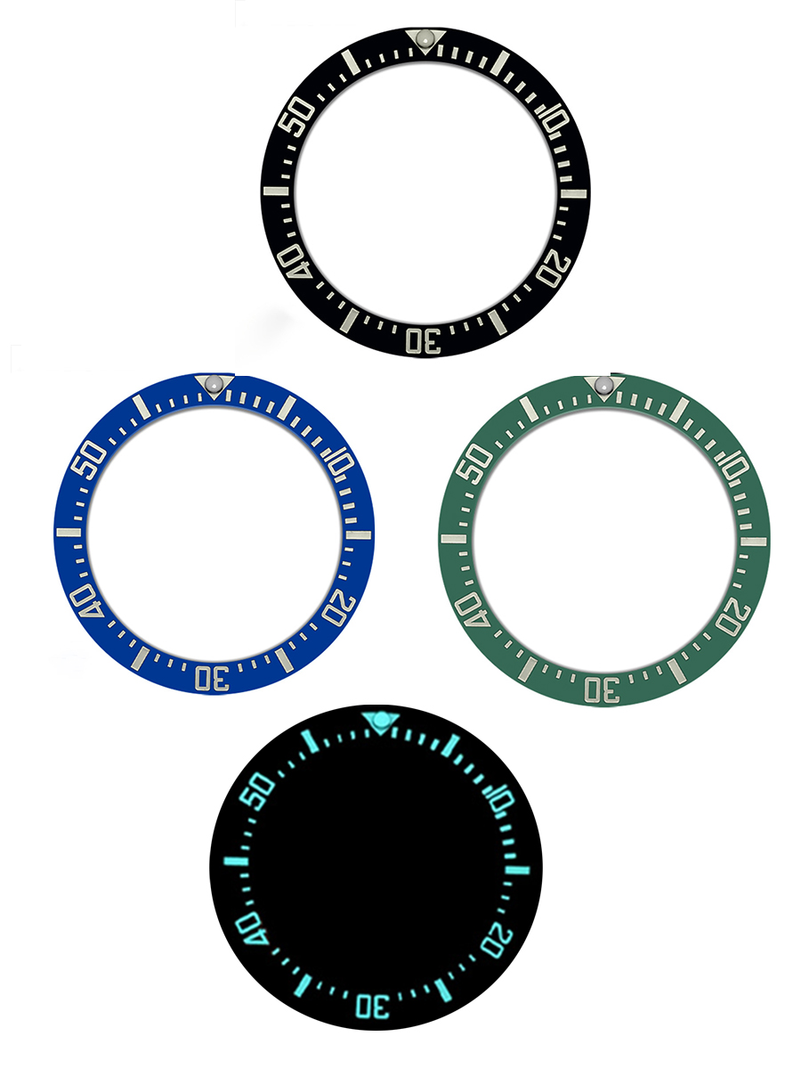 Watch Bezel Insert Ceramic Luminous - Blauwe Lichtgevende 40x31.5mm Gebogen Keramische Bezel