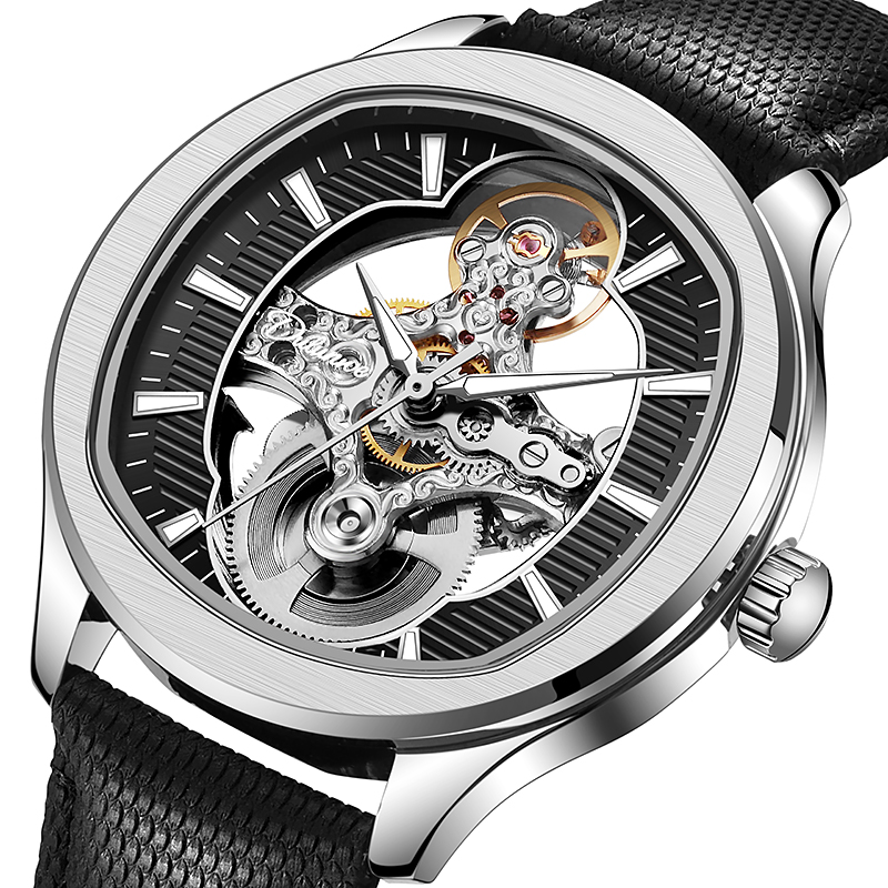 Skeleton Automatic Watch Luxury Tourbillon - Lnverted Tourbillon Design horloge lederen band