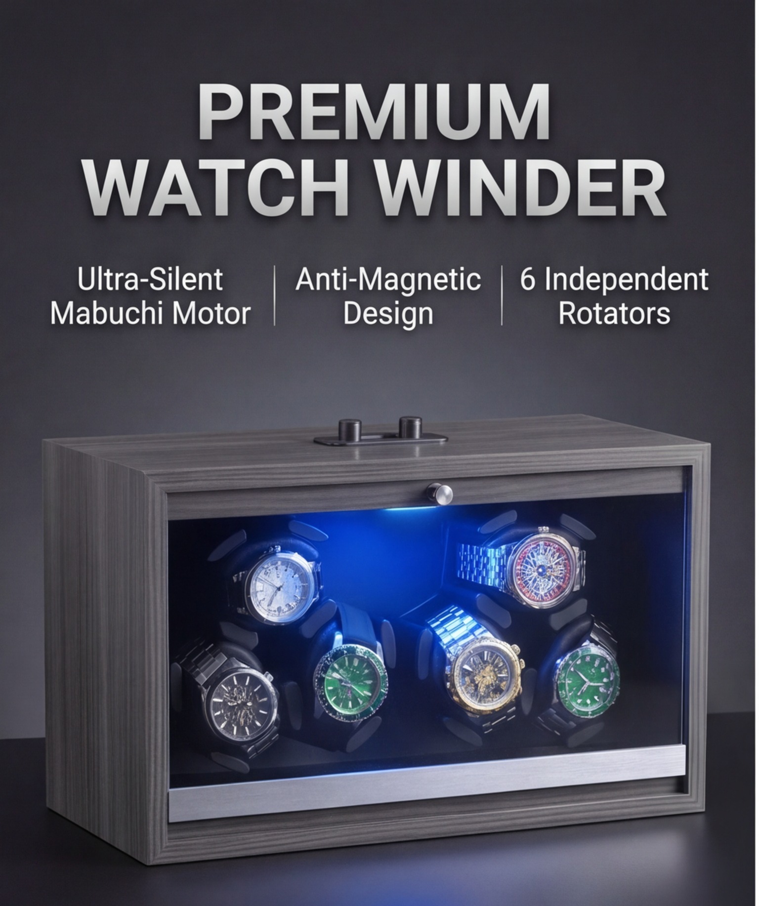 Watch Winder Automatic Dual Watch Box - Premium 6-slots horlogewinder Ultra stille Mabuchi-motor