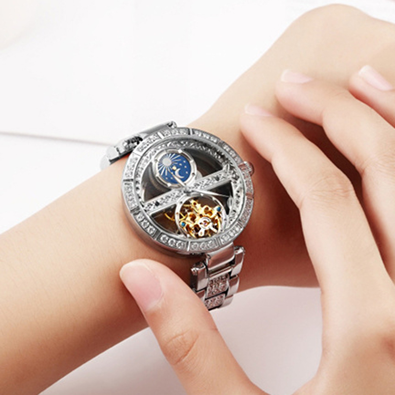 Skeleton Automatic Watch Luxury Tourbillon - Dameshorloge Automatisch Vrouw Luxe Mode Waterdicht
