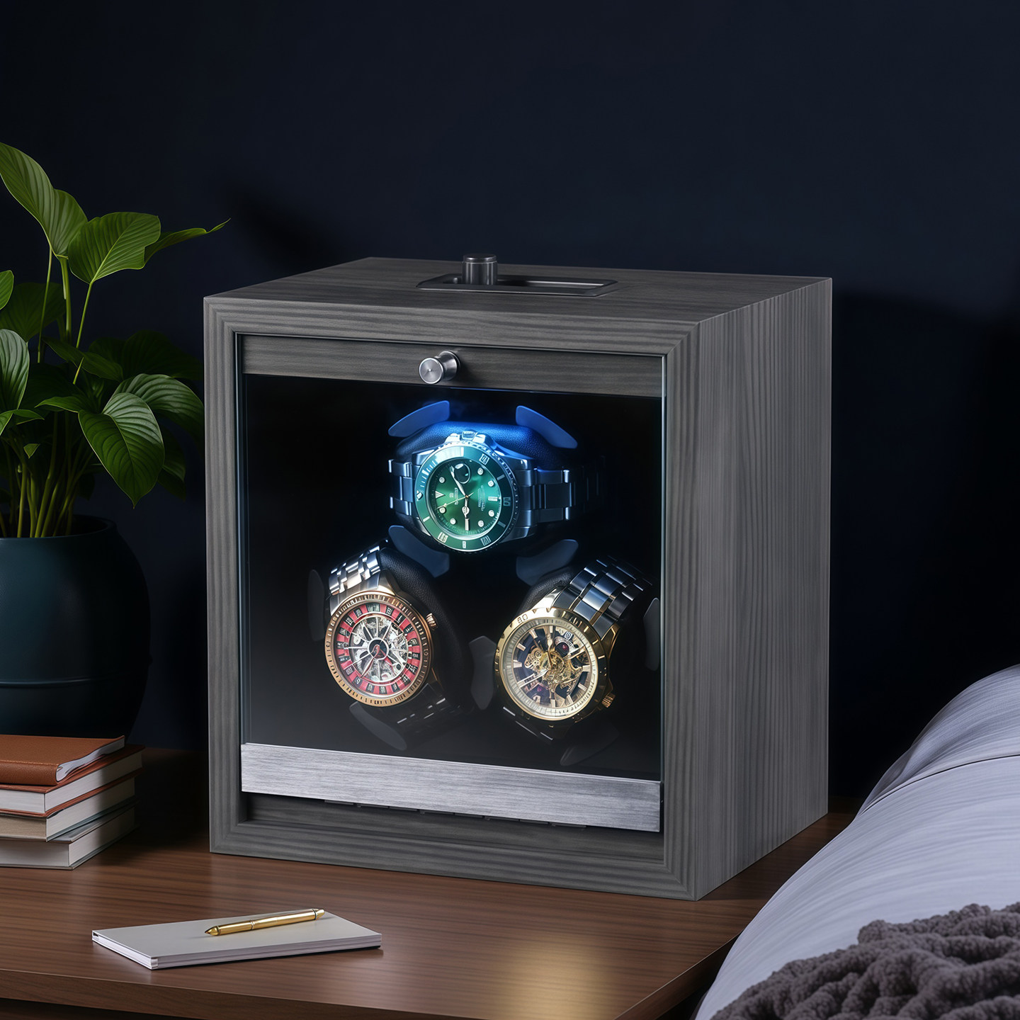 Watch Winder Automatic Dual Watch Box - Premium horlogeopwinder met 3 vakken, ultrastille