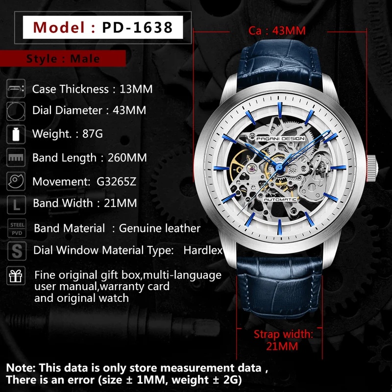 Skeleton Automatic Watch Luxury Tourbillon - PAGANI DESIGN 2026: nieuw herenhorloge met