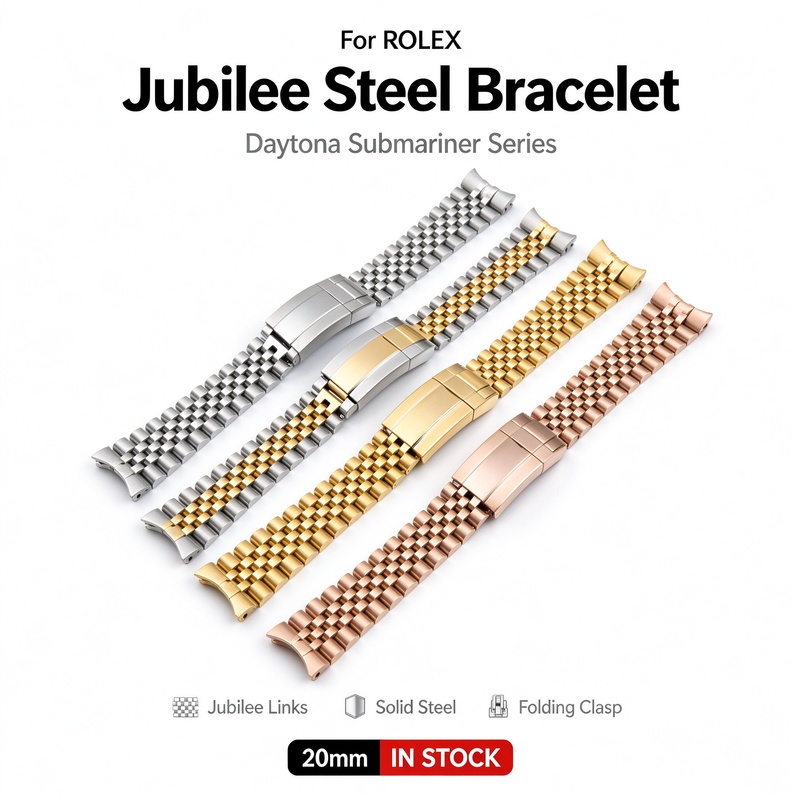 Solid Stainless Steel Watch Bracelet Jubilee - Jubilee massief stalen horlogeband voor Rolex