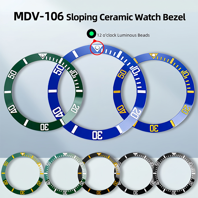Watch Bezel Insert Ceramic Luminous - Voor Casio MDV-106 horloge: ring voor