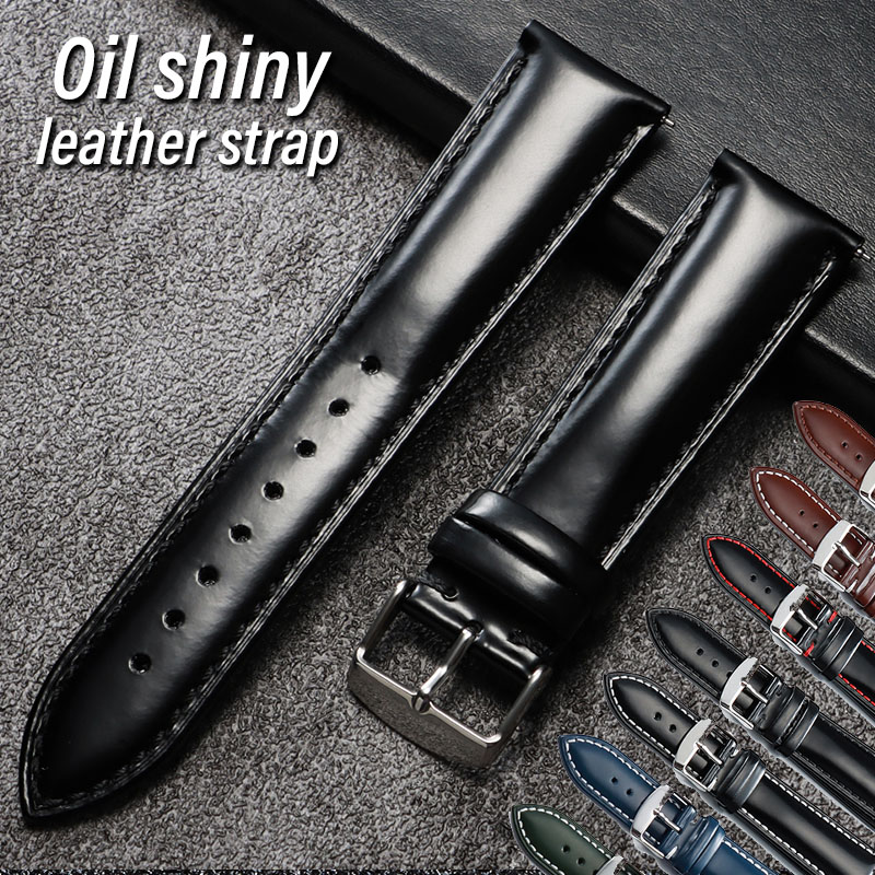 Leather Watch Strap Quick Release 20Mm 22Mm - Olieglanzende lederen band 18mm 19mm 20mm