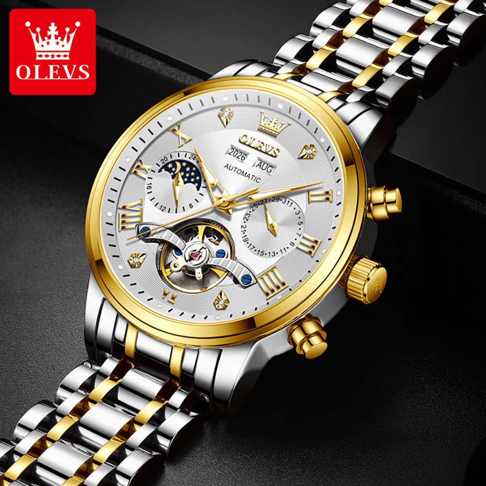 OLEVS 6763 Luxe Herenhorloge O - Skeleton Automatic Watch Luxury Tourbillon recensie en prijs