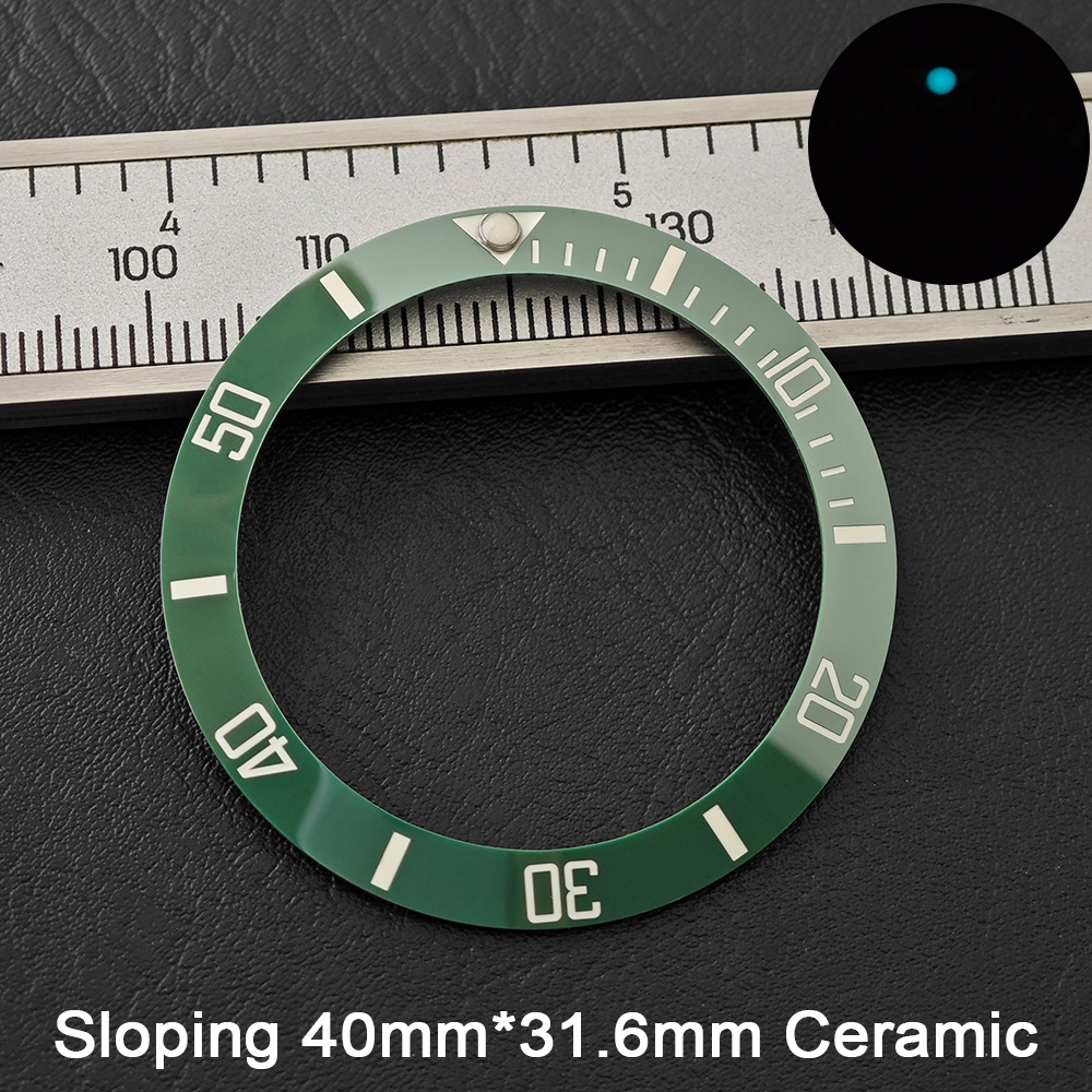 40*31.6mm Schuine Blauw-Gree L - Watch Bezel Insert Ceramic Luminous recensie en prijs
