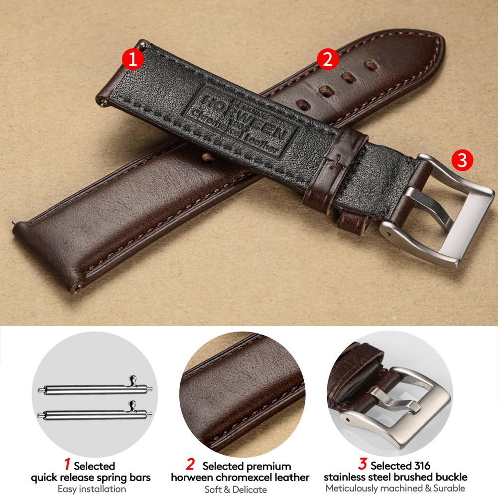 Hemsut Horlogebanden Echt leer - Leather Watch Strap Quick Release 20Mm 22Mm recensie en prijs
