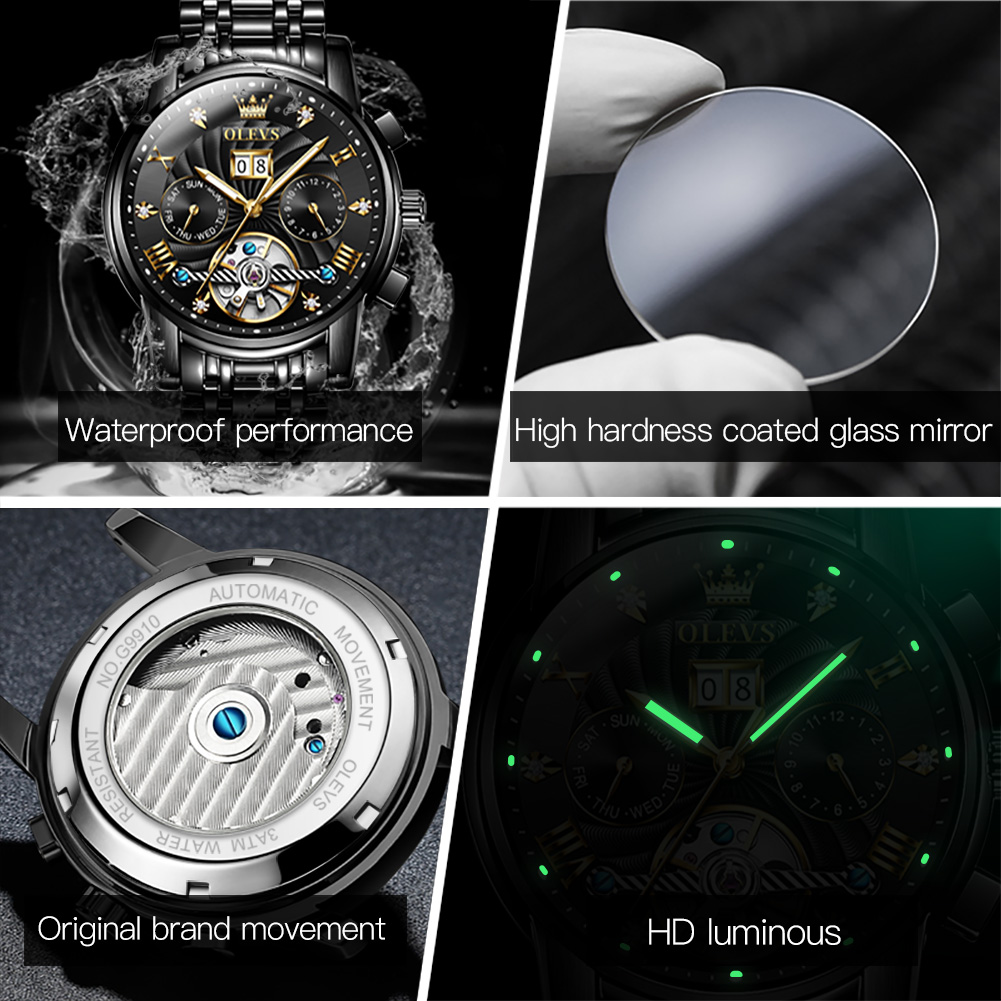OLEVS Klassieke herenhorloges  - Skeleton Automatic Watch Luxury Tourbillon recensie en prijs