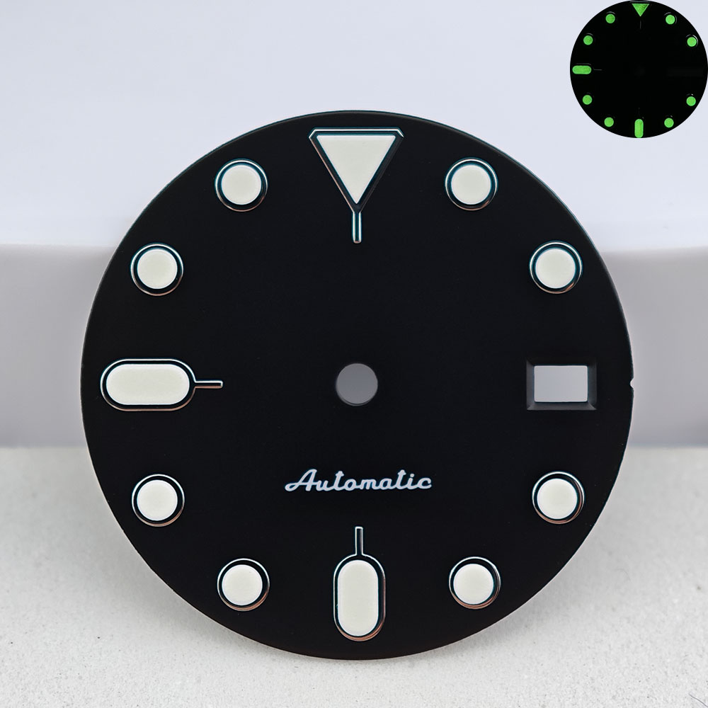 28,5 mm zwarte wijzerplaat & w - Watch Hands Set Luminous Replacement Nh35 recensie en prijs